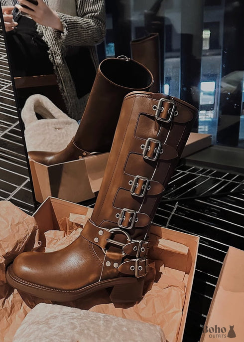 Boho Genuine Leather Cowboy Boots