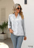 Boho Grey V-neck Tie Print Shirt