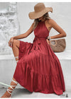 Vestido largo bohemio de color liso con cuello halter Nikki