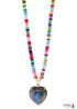 Boho Heart Colorful Glitter Stone Bead Necklace