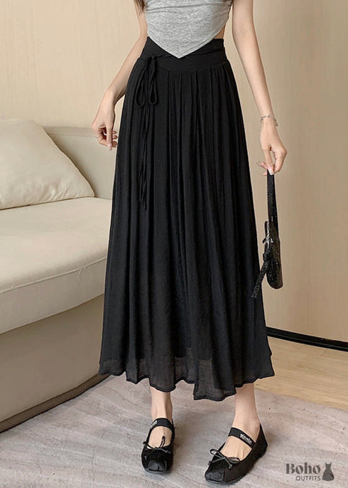 Boho High Waist Lace Midi Skirt