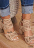 Sandalias de tacón de bloque con huecos tallados estilo bohemio