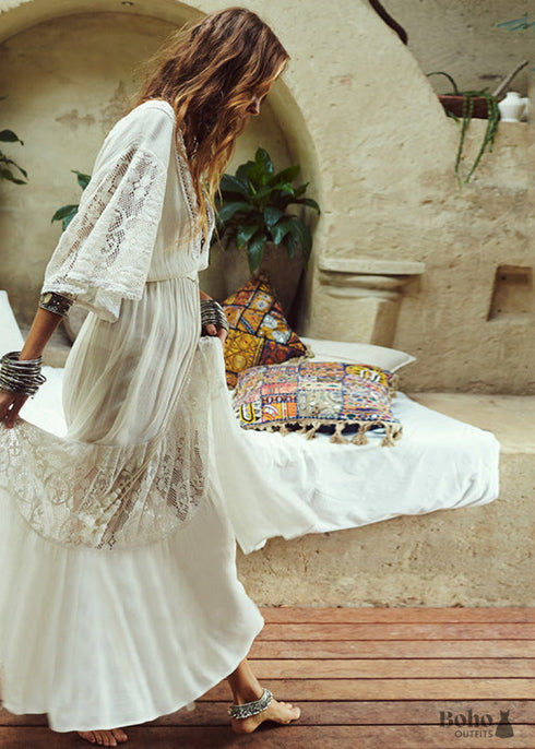 Boho Lace Bikini With Loose Holiday Dress