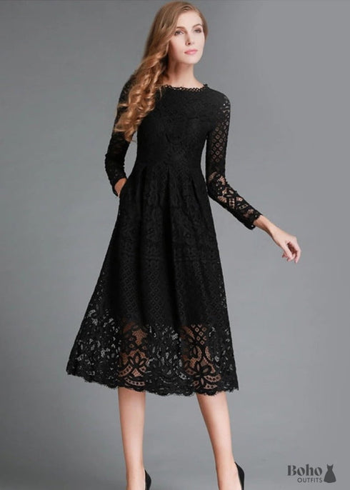 Boho Lace Midi Dress