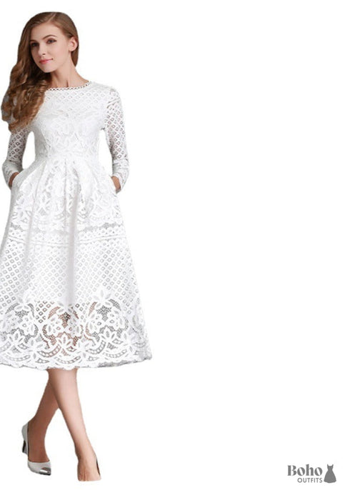 Boho Lace Midi Dress