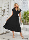Boho Lace V Neck With Flying Sleeves Midi Dress Mia