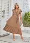 Boho Lace V Neck With Flying Sleeves Midi Dress Mia