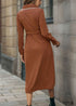 Boho Lapel Long Sleeve Corduroy Dress
