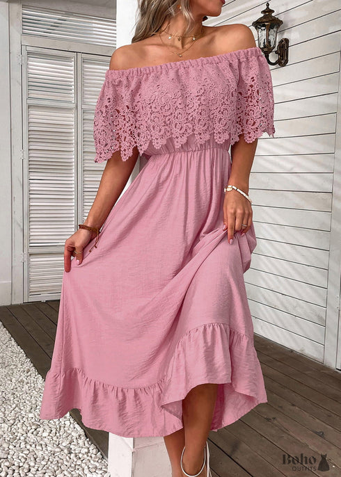 Boho Maxi Dress With Long Sleeves Floral