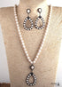 Collar bohemio, conjunto de joyas, piedra natural turquesa blanca y azul RH