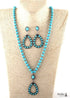 Collar bohemio, conjunto de joyas, piedra natural turquesa blanca y azul RH