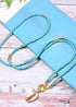 Collar bohemio, concha hippie azul larga