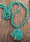 Collar bohemio, piedra natural turquesa RH en azul y verde