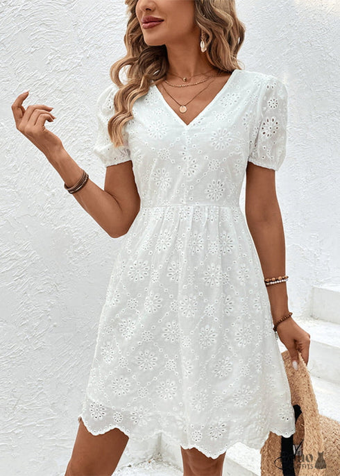 Boho New Backless V-neck Puff Sleeve Dress