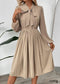 Boho New Bow Tie Solid Color Pleated Dress