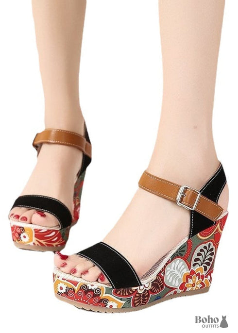 Boho Open Toe High Heel Sandals