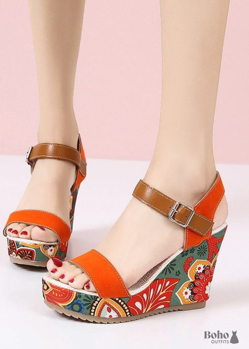 Boho Open Toe High Heel Sandals