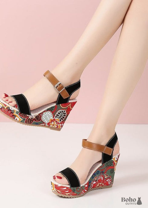 Boho Open Toe High Heel Sandals
