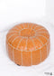 Boho Orange Leather Ottoman COver
