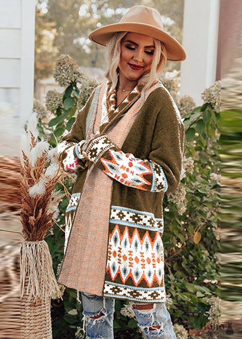 Boho Print Autumn and Winter New Cardigan