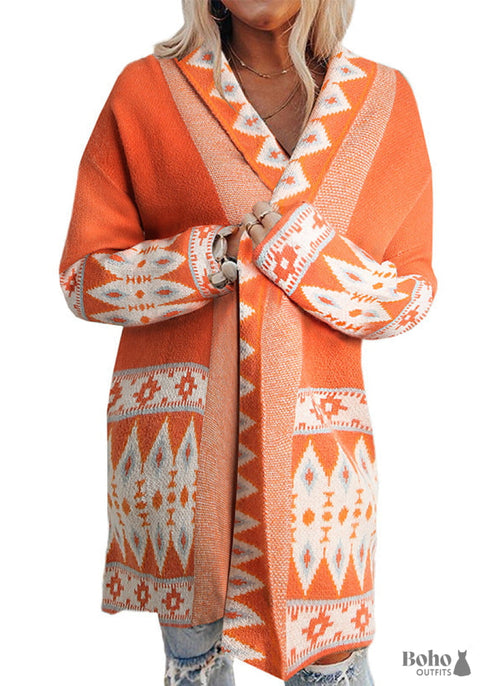 Boho Print Autumn and Winter New Cardigan