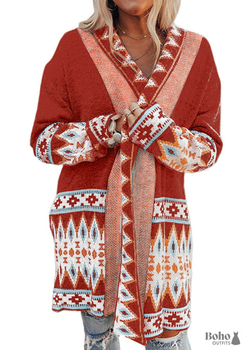 Boho Print Autumn and Winter New Cardigan