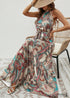 Boho Print Vintage Halter Dress