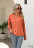 Boho Red V-neck Tie Print Shirt