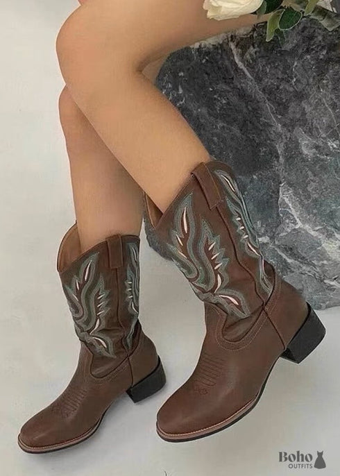 Boho Retro Embroidered Martin Boots