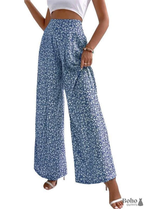 Boho Retro Wide-leg Pants Tiffany