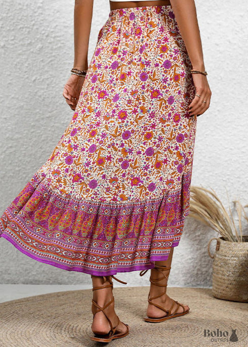 Boho Skirts in Floral in Pink For Women