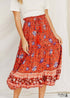 Boho Skirts in Flower in Red and Navy For Women