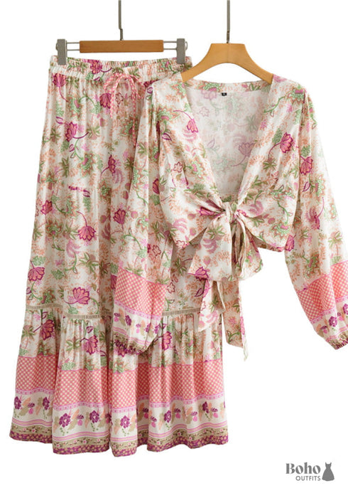 Boho Skirts in Pink India Rose For Women