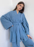 Boho Sleepwear, Pajamas Set, Emily Cotton in Blue and Navy