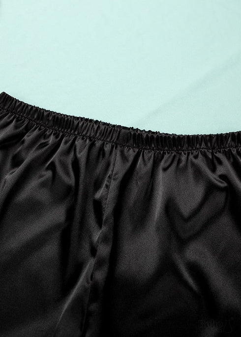 Pijama bohemio de satén y encaje negro, color blanco (12 colores)