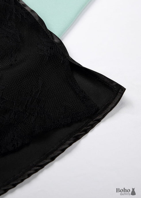 Pijama bohemio de satén y encaje negro, color blanco (12 colores)