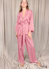 Pijama bohemio, conjunto de pijama de satén Clementine en rosa, champán y morado.