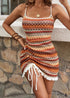 Boho Square Neck Suspender Striped Knit Dress