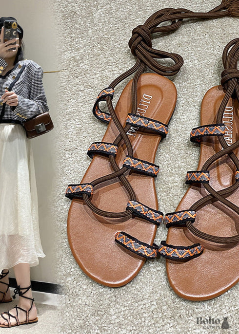 Boho Strappy Flat Sandals