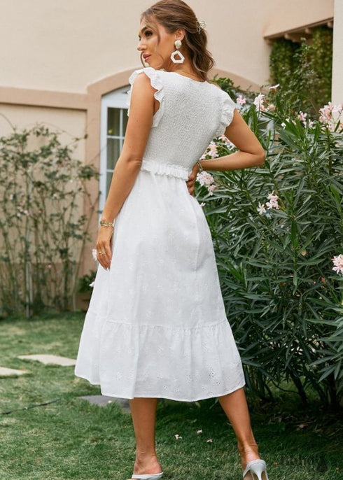 Boho Style White Midi Dress Jennifer
