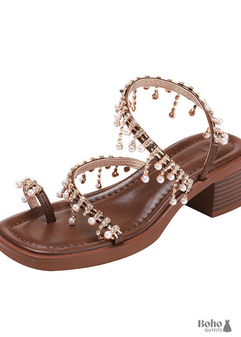 Sandalias de tacón alto estilo bohemio para verano