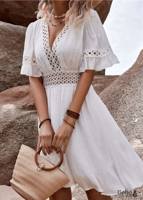 Boho Summer V Neck Print Dress