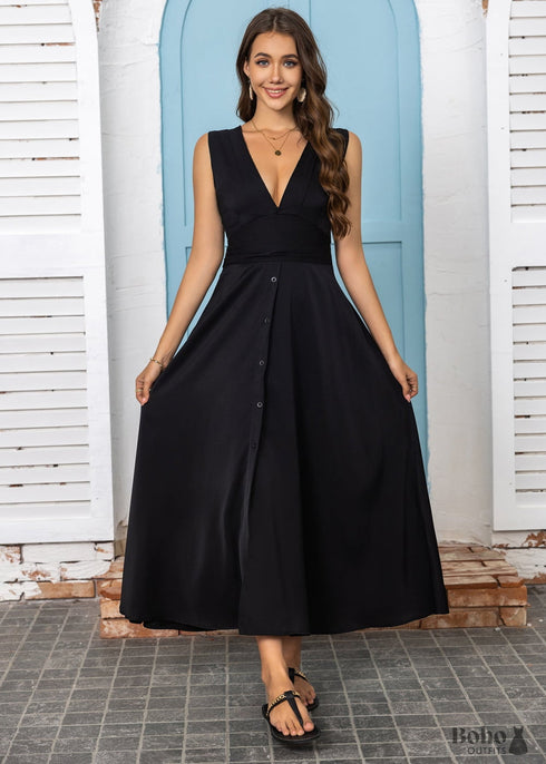 Boho V-neck Sleeveless Dress