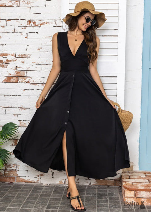 Boho V-neck Sleeveless Dress