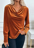 Boho Velvet Elegant Cowl Neck Shirt