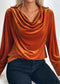 Boho Velvet Elegant Cowl Neck Shirt