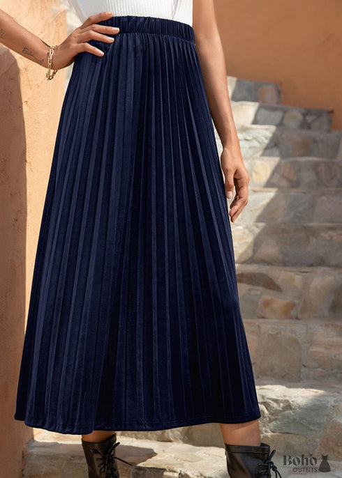 Boho Velvet Pleated Skirt Darla