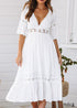 Boho White Lace Midi Dress Kenzie