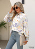 Boho White V-neck Tie Print Shirt