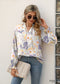 Boho White V-neck Tie Print Shirt